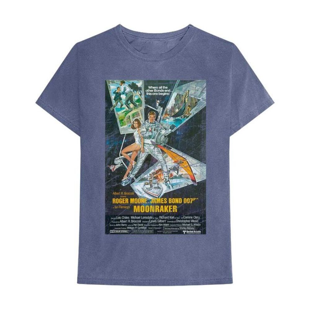 James Bond Unisex Adult Moonraker T-Shirt / Denim Blue